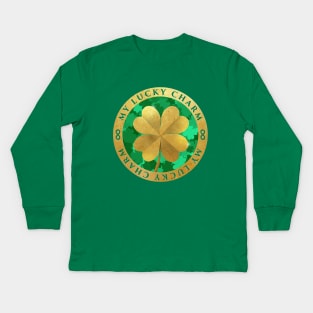 Lucky charm 4 leaf clover Kids Long Sleeve T-Shirt